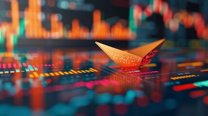 American paper boat symbolizes financial risk amid stock market turbulence and global uncertainty