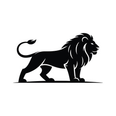 Majestic black silhouette of a lion standing proudly