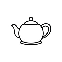 Simple outline drawing of a classic teapot with handle and spout