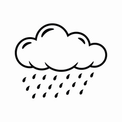 Simple line drawing of a rain cloud with falling raindrops