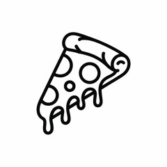 Simple black and white line art icon of a delicious slice of pizza