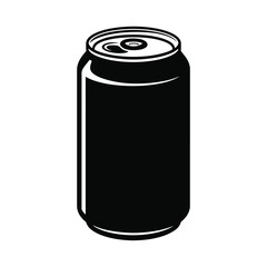 Black silhouette of a soda can on a white background