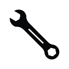 Black silhouette of a combination wrench tool on a white background