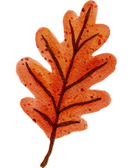 Watercolor Orange Oak Leaf
