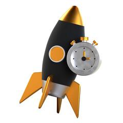 Launch Countdown 3D Icon Black and Gold Design