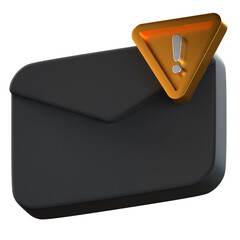 Allert Message 3D Icon Black and Gold Design