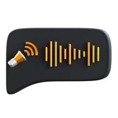 Voice Message 3D Icon Black and Gold Design