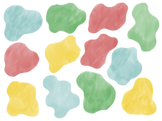 手描きあしらいセット　流体シェイプ　水彩　模様