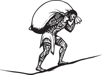 Tribal burden bearer, symbolic representation of hardship and st