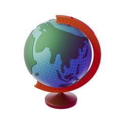 3D illustration of a globe, symbolizing geography and education. Useful for school materials, global concepts, or academic visuals
