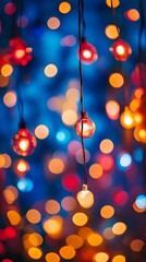 Colorful fairy lights creating a vibrant, festive atmosphere.