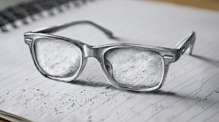 Pencil drawing glasses 3 d illusion
