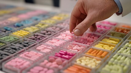 Obraz premium Pharmaceutical Dispensing Process Pharmacy Image Clinical Environment Close-Up Medication Management