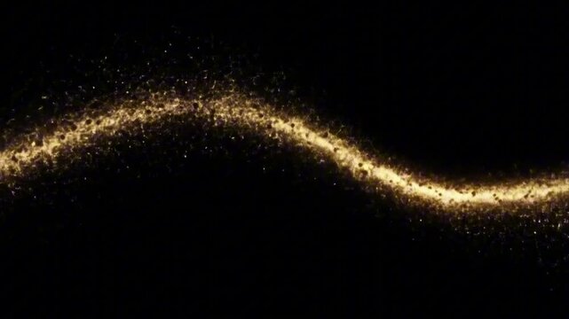 Wavy line of golden specks across a black background