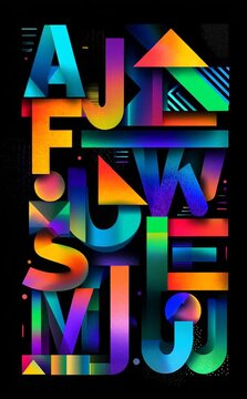 Colorful abstract alphabet typography design

