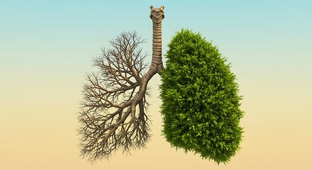 Fototapeta premium Representation of Healthy and Diseased Lungs, The contrast between healthy and unhealthy lungs is represented by this image