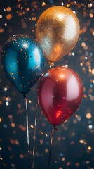 Colorful balloons with glitter create a festive atmosphere for celebrations.
