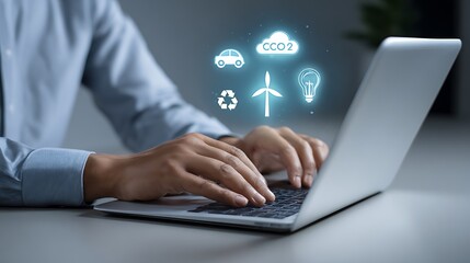 Person typing on laptop with cloud technology icons