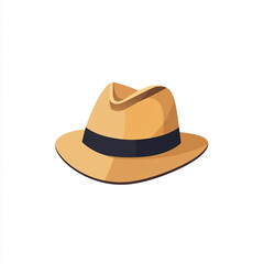 A stylized, vibrant red fedora hat with a blue and orange band, casting a long shadow on a pure white background.
