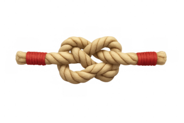 Secure knot on a sturdy rope with red bindings, isolated on a transparent background, perfect for nautical or safety themes