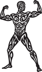 Stylized Tribal Figure: A Bold Symbol of Strength and Intricate