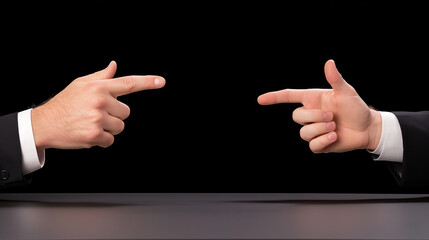 Two Hands Pointing in Opposite Directions on a Black Background