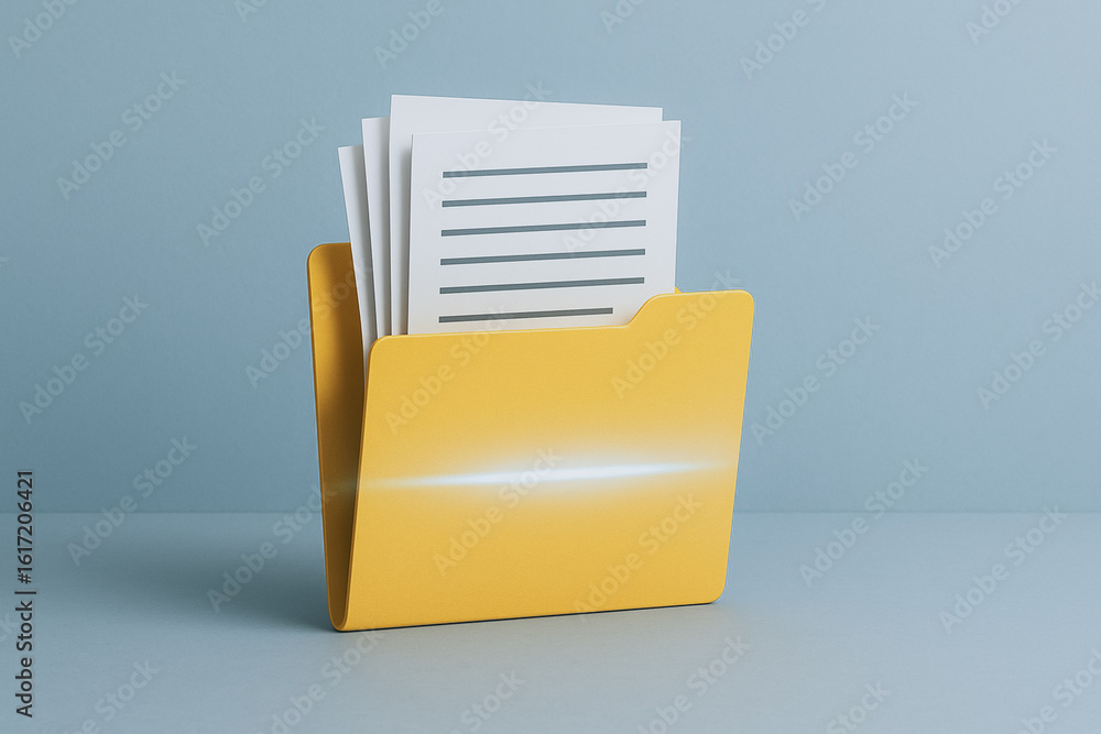 Aufkleber digital file folder: a digital file folder filled with documents, showcasing an organized system for