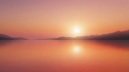 Obraz premium Golden Hour Serenity: Mountains Reflecting in Calm Waters at Sunset