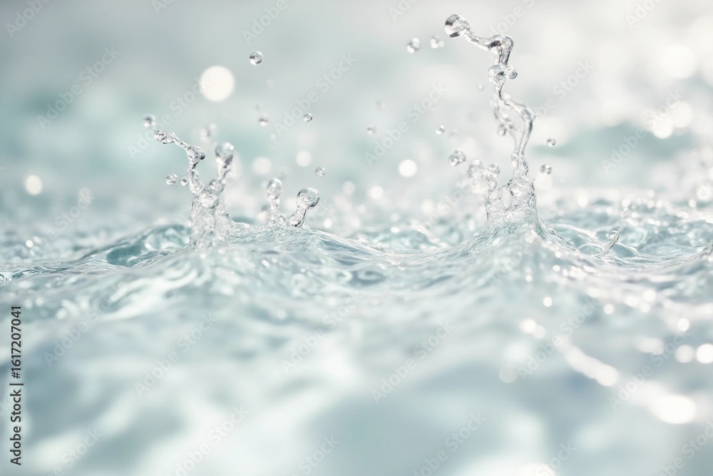 Aufkleber blurred desaturated transparent clear calm water surface texture with splashes and bubbles. trendy a