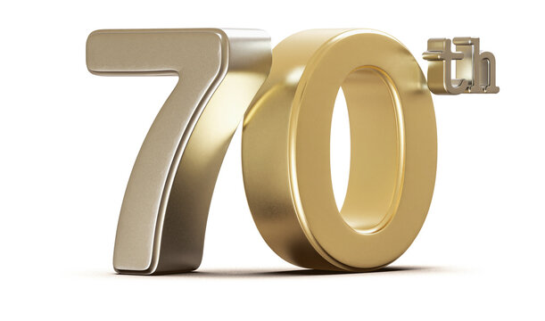 70th Anniversary Golden Number 3D Illustration