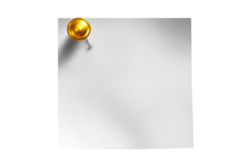 Blank sheet of paper with a gold pushpin