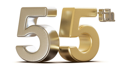 55th Anniversary Golden Number 3D Illustration