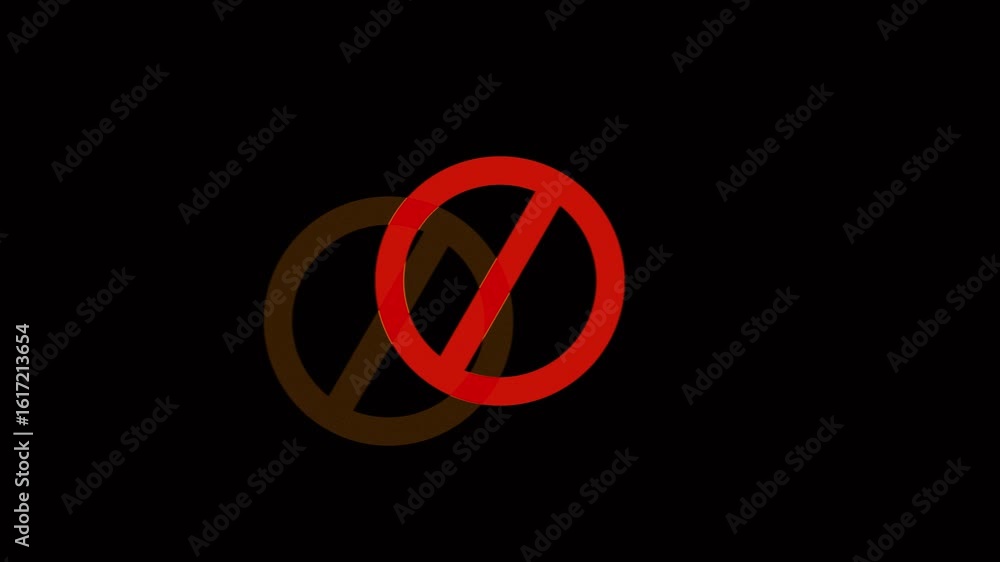 Poster stop mark by glitch effect. 4k background stop sign red icon. warning or no entry forbidden circle a