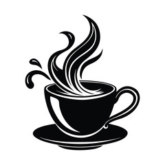 Coffee day vector art of black and illustration of a steaming coffee cup isolated