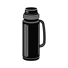 Coffee day vector art of black and illustration of a thermos flask with a handle isolated