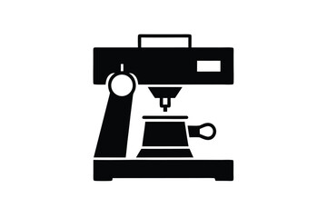 Coffee day vector art of black silhouette of an espresso machine with a cup isolated