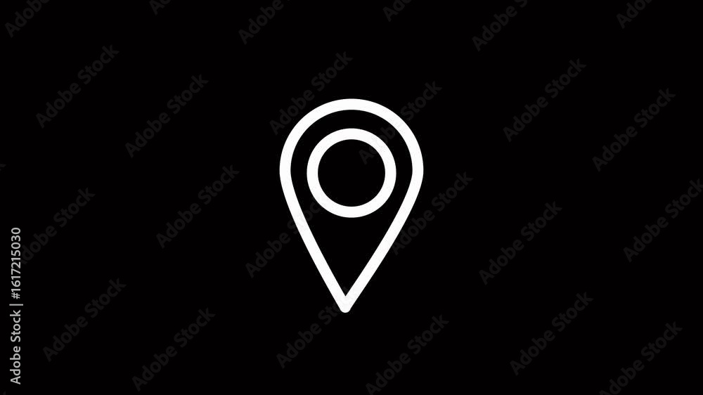 Poster animated gps location pointer icon with signal wave for map, 4k video.