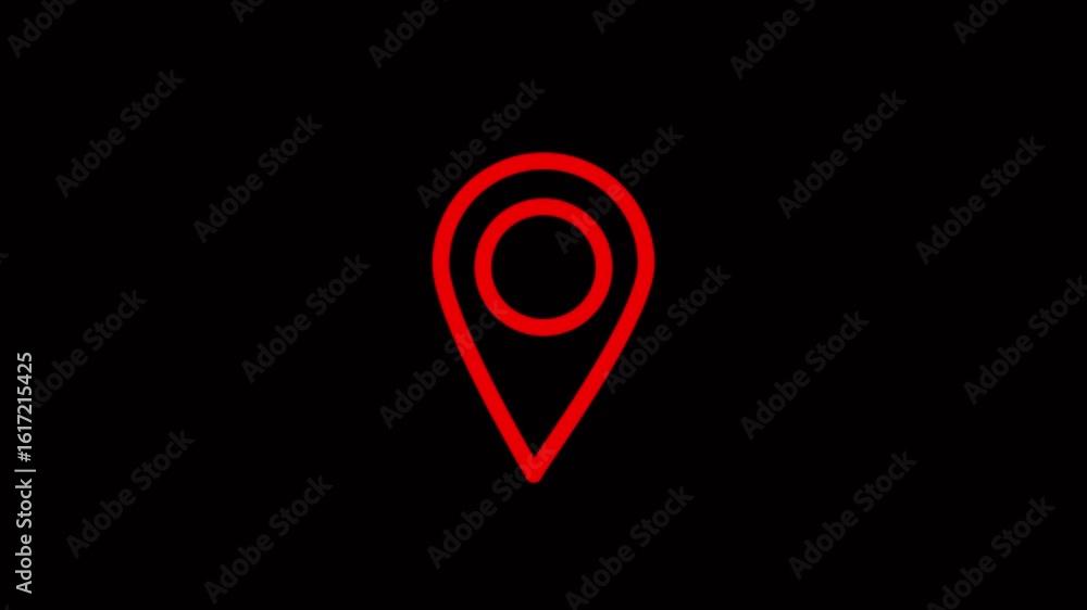 Poster animated gps location pointer icon with signal wave for map, 4k video.