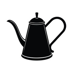 Coffee day vector art of vintage coffee pot with a long spout, isolated