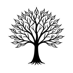 Obraz premium Minimalist Tree Silhouette Vector Black Nature Illustration for Eco Logo, Forest Design And Branding