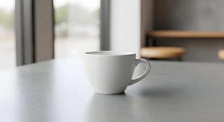 Obraz premium Hot Coffee Cup on a Table in Minimalist Style