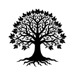 Minimalist Tree Silhouette Vector Bare & Leafy Black Tree Illustration for Nature, Eco & Logo Use