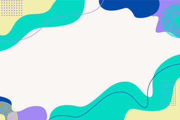 Abstract geometric background template with colorful wave shapes.