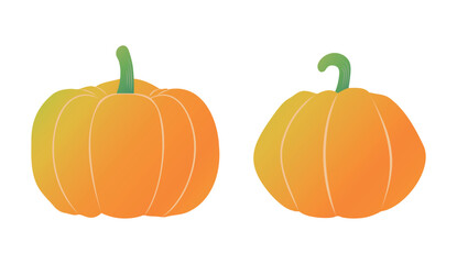 Pumpkin isolated on white background. Pumpkin vector set. Cute autumn and Halloween clipart.