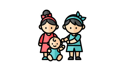 Fototapeta premium Playful children illustration together in a group vector artwork