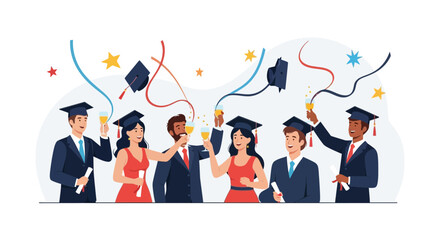 Celebrating Academic Achievement: A Group of Graduates Toasting to Success and New Beginnings