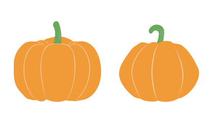 Pumpkin isolated on white background. Pumpkin vector set. Cute autumn and Halloween clipart.