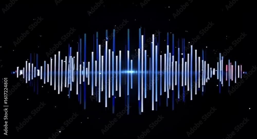 Poster visual representation of sound waves audio spectrum on black background
