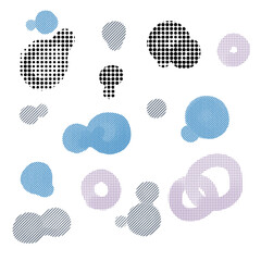 手描きハーフトーンドット水玉