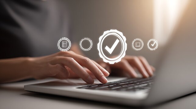 Digital verification and approval process on laptop